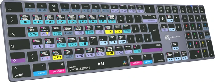 LogicKeyboard Titan Wireless DaVinci Resolve Mac, Titanium Gray, LEDs weiß, USB/Bluetooth, DE