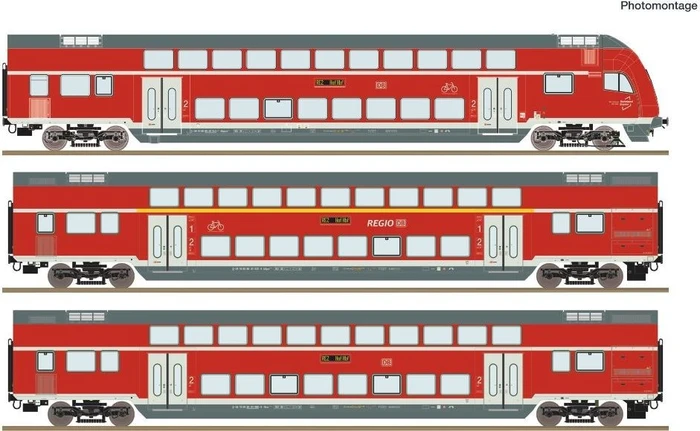 Roco - Spur H0 Personenwagen - Doppelstockwagen, DB AG, 3-tlg.