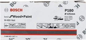 Bosch Professional M480 Best for Wood and Paint Gewebeschleifblatt K180, 125mm, 50 Stück