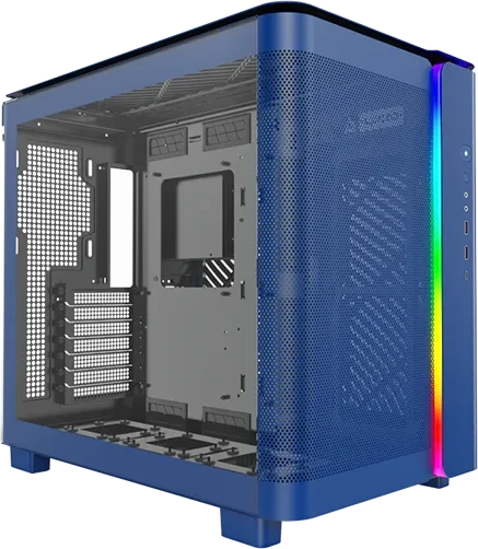 Montech King 95 Prussian Blue, blau, Glasfenster