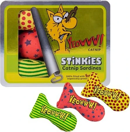 Yeowww! TIN OF STINKIES, 3 Stoffsardinen in der Dose mit Füllung aus Katzenminze