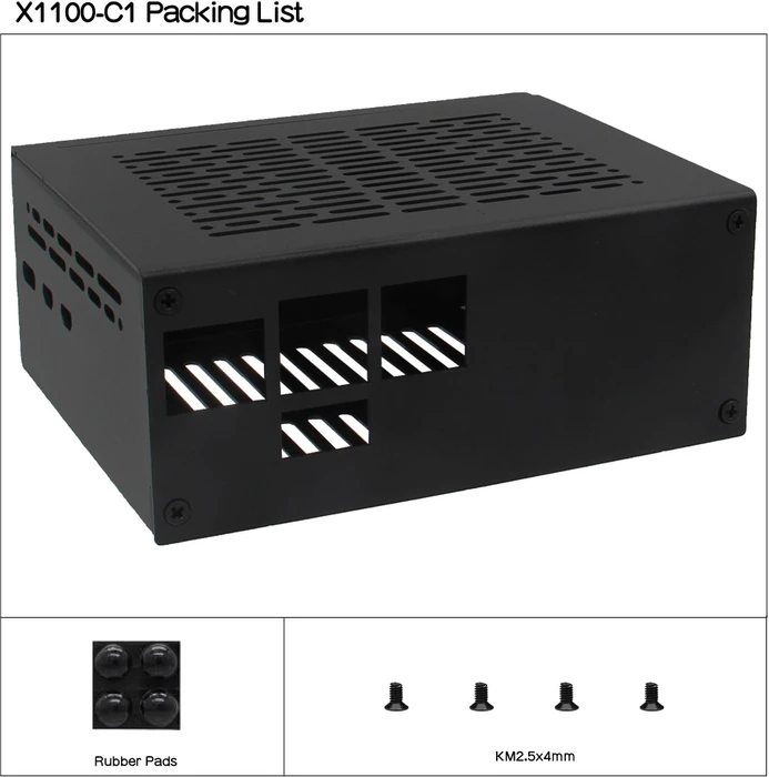 Geekworm Gehäuse für Raspberry Pi 5 X1100 Shield, schwarz