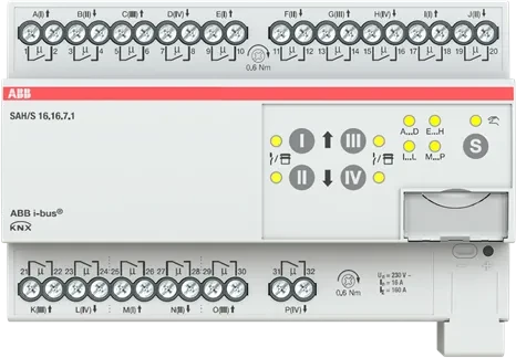 ABB SAH/S16.16.7.1 Schalt-/Jalousieaktor 16-fach, 230V, 16A, 8TE REG, Schaltaktor