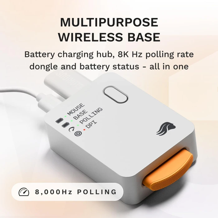Glorious Model D3 8K Wireless mit Ladestation, weiß, USB/Bluetooth
