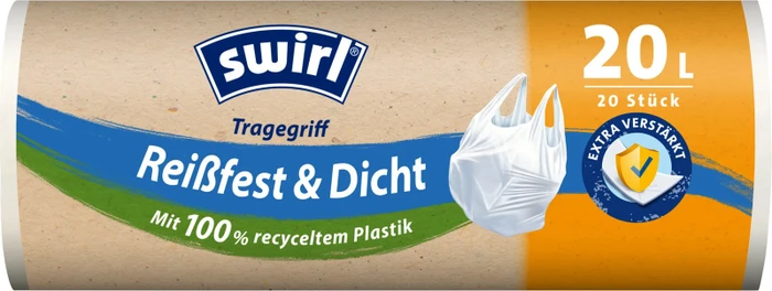 Swirl Reißfest & Dicht Müllbeutel mit Tragegriff 20l, 20 Stück