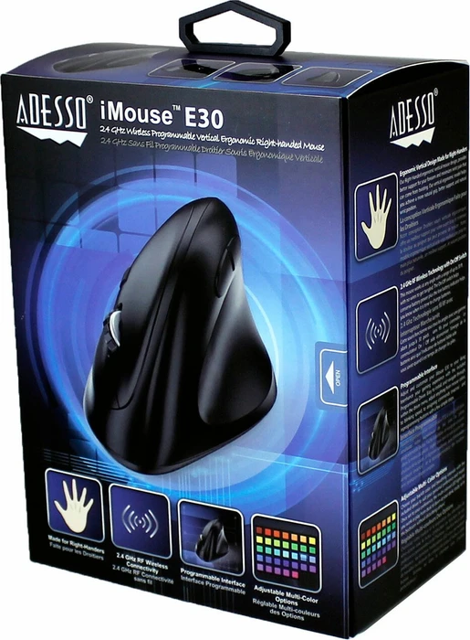 Adesso iMouse E30 Wireless Vertical Programmable Mouse schwarz, USB