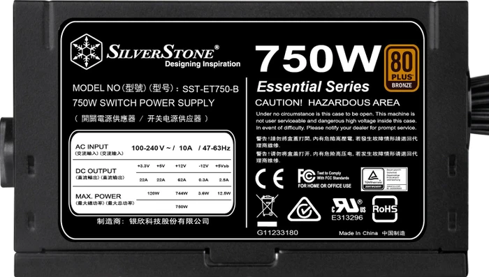 SilverStone Essential Bronze ET750-B 750W, ATX 2.4