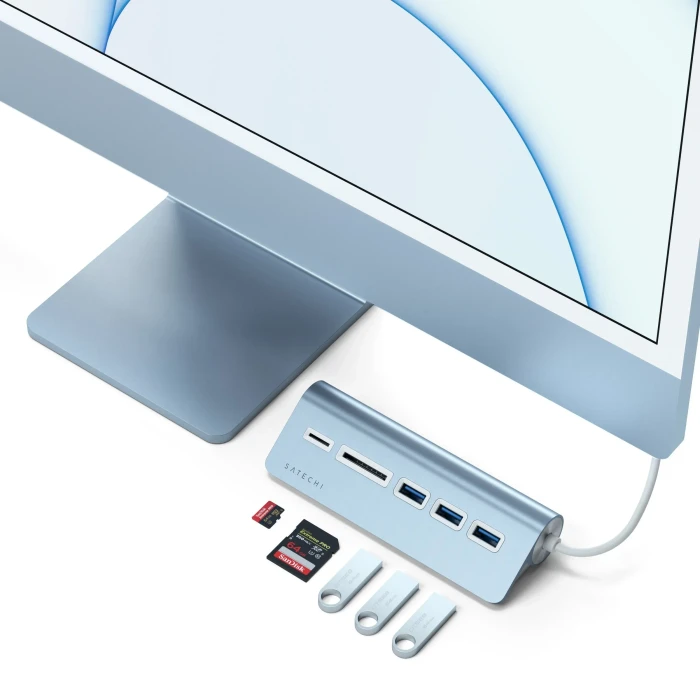 Satechi USB-C Combo Hub, blau, USB-C 3.0 [Stecker]