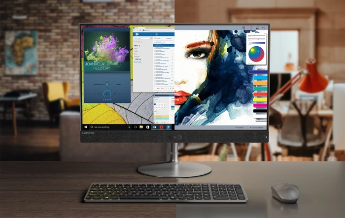 Lenovo IdeaCentre AIO 730S-24IKB, grau, Core i5-8250U, 8GB RAM, 128GB SSD, 1TB HDD, Radeon 530, PL