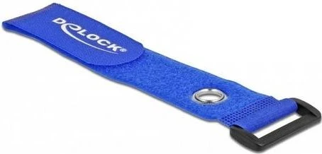 DeLOCK Klett-Kabelbinder mit Schlaufe und Befestigungsöse, 38mm, 280mm, blau, 3 Stück
