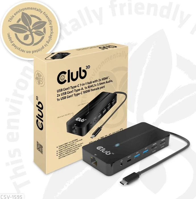 Club 3D 7in1 Hub, USB-C 3.0 [Stecker]