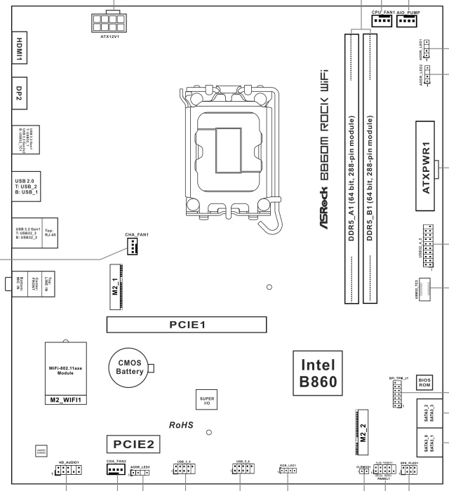 ASRock B860M Rock WiFi (Intel 1851)