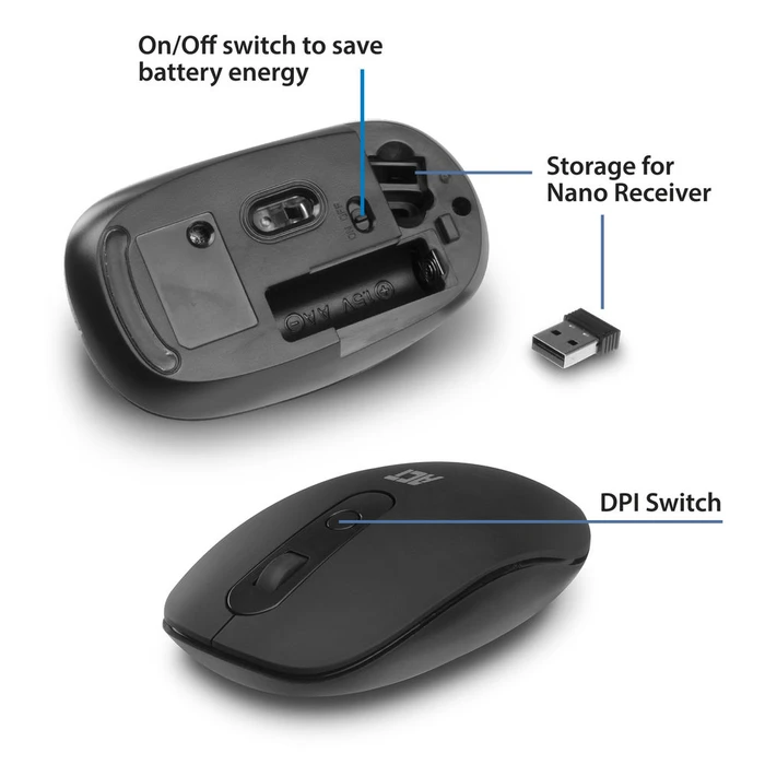 Act Wireless Mouse 1200dpi schwarz, USB