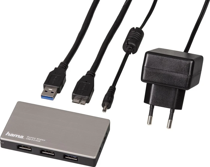 Hama USB-Hub, 4x USB-A, USB 3.0 Micro-B [Buchse]