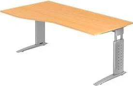 Hammerbacher Ergonomic Plus U-Serie US18/6/W Schreibtisch 180x100cm Buche/weiß