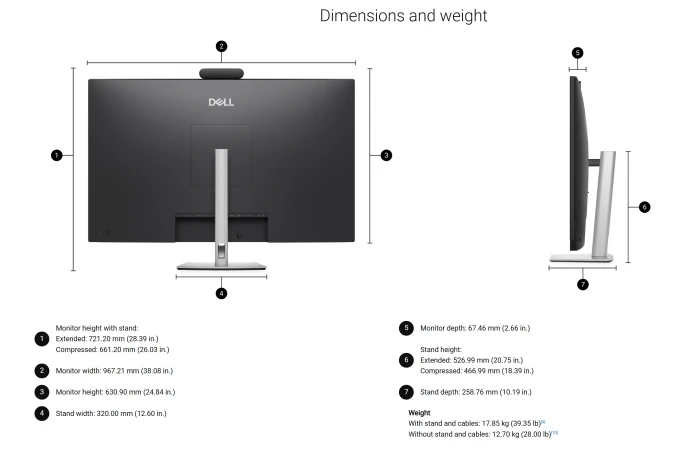 Dell Pro P 43 4K Huddle Conferencing Monitor P4326QEB, 42.5"