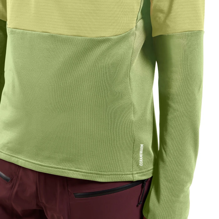 Odlo Descent Ceramiwarm Midlayer 1/2 Zip Funktionsshirt langarm shadow lime (Herren)