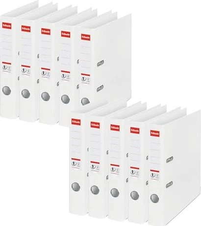 Esselte No. 1 Ordner 2-Ring Plastik, 50mm, A4, weiß, 10er-Pack