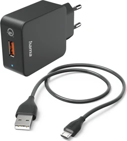 Hama Schnellladegerät mit Ladekabel Micro-USB Qualcomm 19.5W 1.5m schwarz