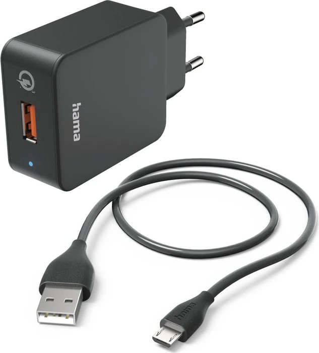 Hama Schnellladegerät mit Ladekabel Micro-USB Qualcomm 19.5W 1.5m schwarz