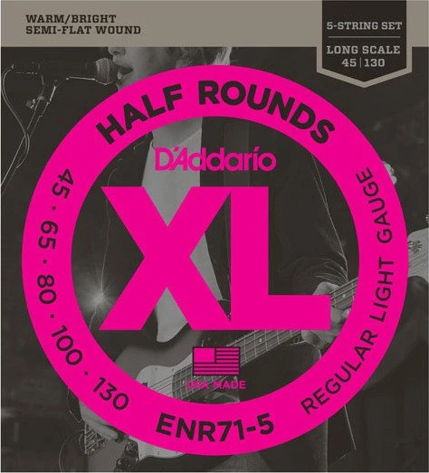 D'Addario XL Half Rounds 5-String Bass Regular Light, Long Scale