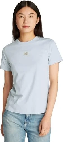 Calvin Klein Woven Label Regular Fit T-Shirt kurzarm niagara mist (Damen)