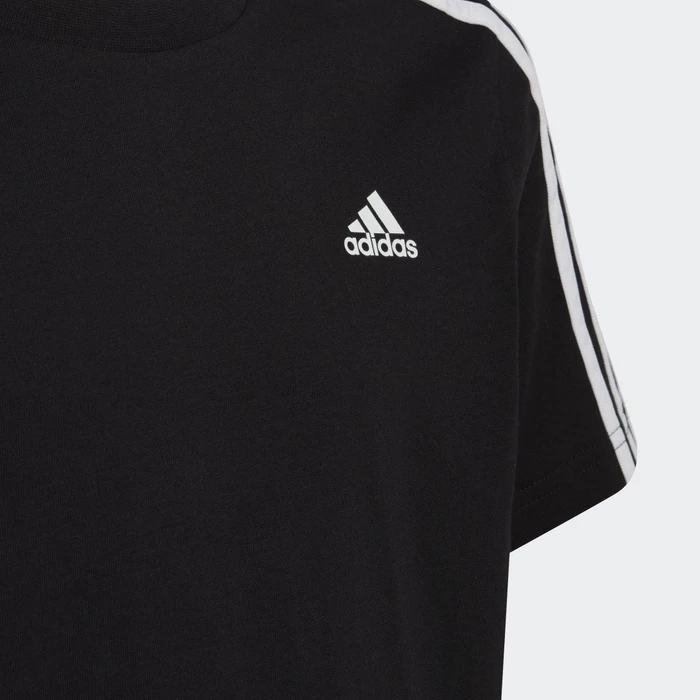 adidas Essentials 3-Streifen Cotton T-Shirt kurzarm schwarz/weiß (Junior)