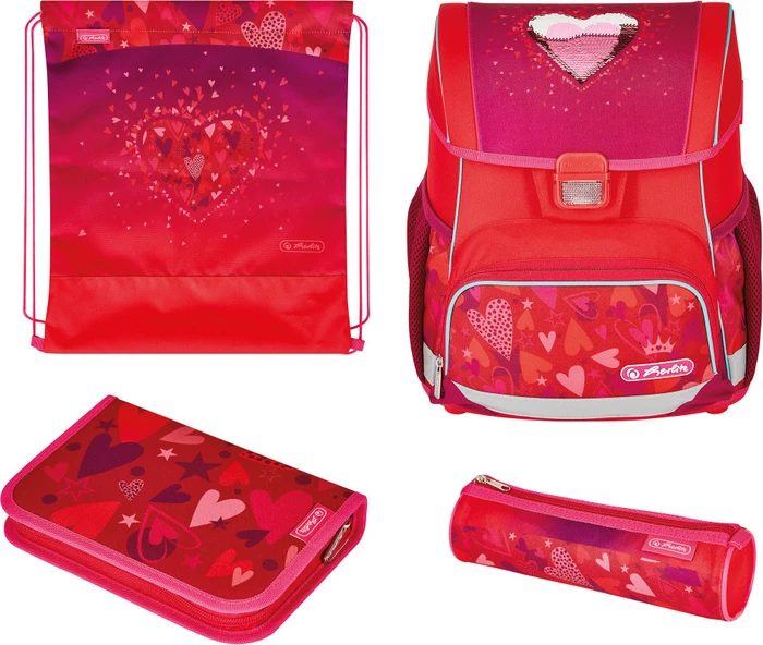 Herlitz Loop Plus Sweet Hearts Schultaschen-Set, 4-tlg.