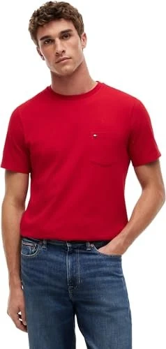 Tommy Hilfiger Regular Fit mit Brusttasche T-Shirt kurzarm medium red (Herren)