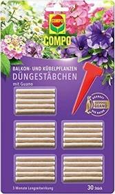 Compo Balkon- und Kübelpflanzen-Düngestäbchen mit Guano, 30 Stück