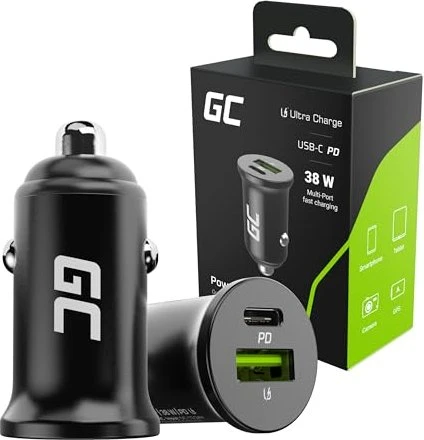 Green Cell Autoladegerät USB-A/USB-C 38W schwarz