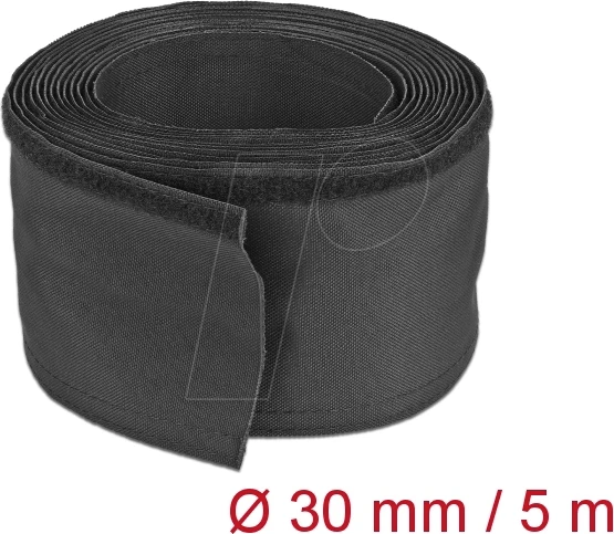 DeLOCK Geflechtschlauch mit Klettverschluss hitzebeständig, 30mm, 5m, schwarz