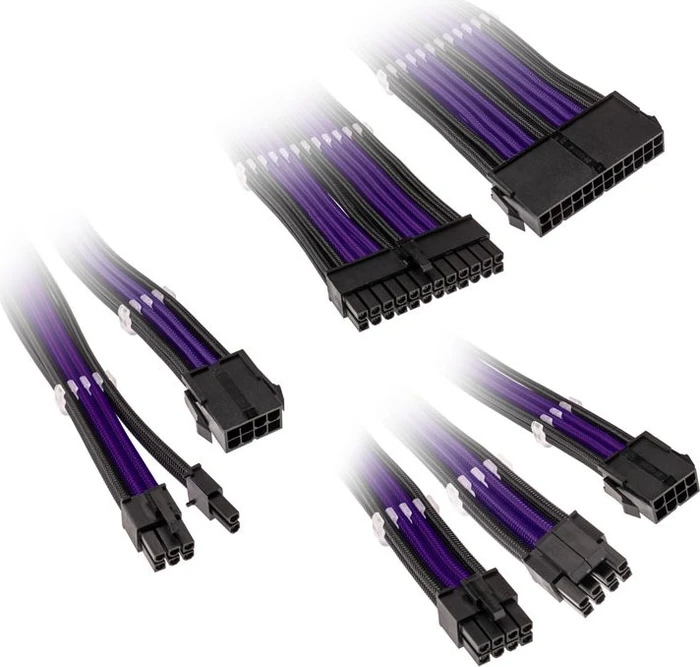 Kolink Core Adept Braided Cable Extension Kit, Jet Black/Titan Purple