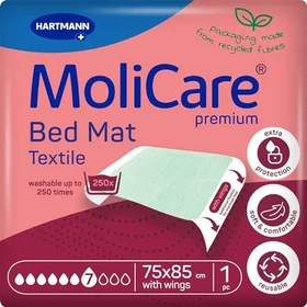 Hartmann MoliCare Premium Bed Mat Textile 7 Tropfen Bettschutzeinlage mit Flügeln, 75x85cm, 1 Stück