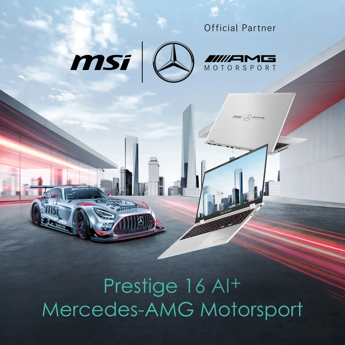 MSI Prestige 16 AI+ Mercedes-AMG Motorsport B2VMG-209, Urban Silver, Core Ultra 9 288V, 32GB RAM, 2TB SSD, DE