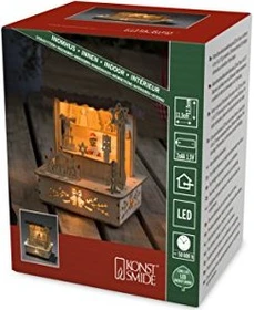Konstsmide Motiv Holzleuchter Marktstand mit braunem Dach 12.5cm LED 3x warmweiß