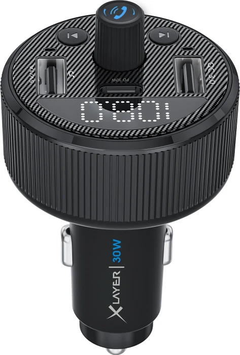 XLayer Kfz-Ladegerät 30W mit FM-Transmitter schwarz