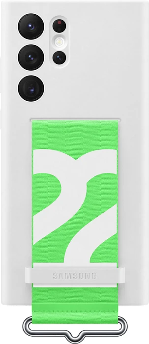 Samsung Silicone Cover with Strap für Galaxy S22 Ultra weiß