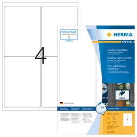 Herma Etiketten Outdoor, 99.1x139mm, wetterfest, weiß, matt, 40 Blatt (160 Etiketten)