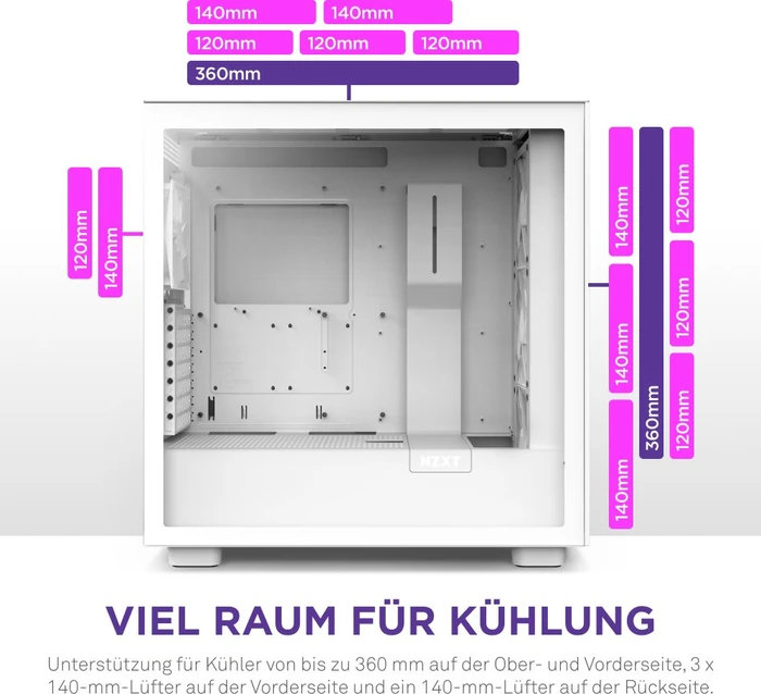 NZXT H7 Flow RGB White, weiß, Glasfenster