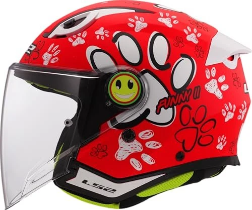 LS2 OF622 Funny II Paws rot/weiß/schwarz