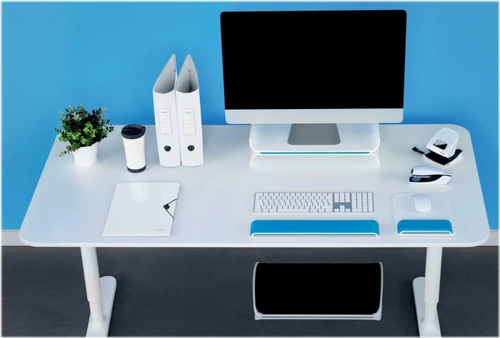 Leitz Ergo WOW höhenverstellbare Handgelenkauflage für Tastatur, blau/weiß