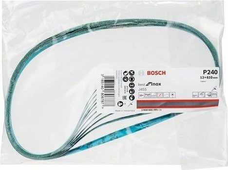 Bosch Professional J455 Best for Inox Schleifband K240, 13x610mm, 10 Stück