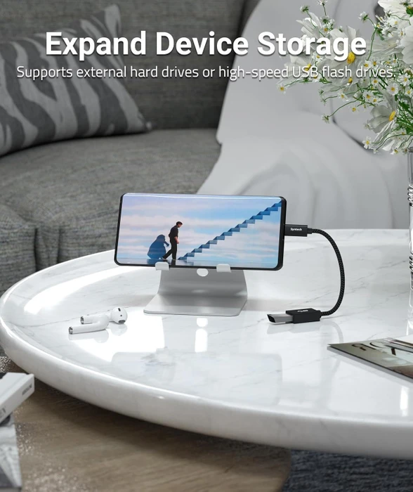 Syntech Adapterkabel, USB 3.1, 10Gb/s, USB-C [Stecker] auf USB-A [Buchse], schwarz, 17cm, 2er-Pack
