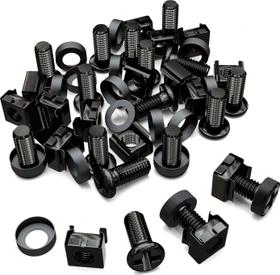 deleyCON MK3868, M6 Käfigmuttern Schrauben Set für Netzwerkschränke Servergehäuse, Kreuzschlitz, schwarz, 20 Stück