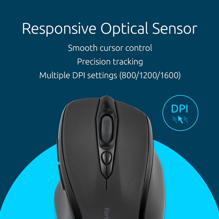 Kensington Pro Fit MY310 EQ Wireless Mouse, Mid-Size, schwarz, USB