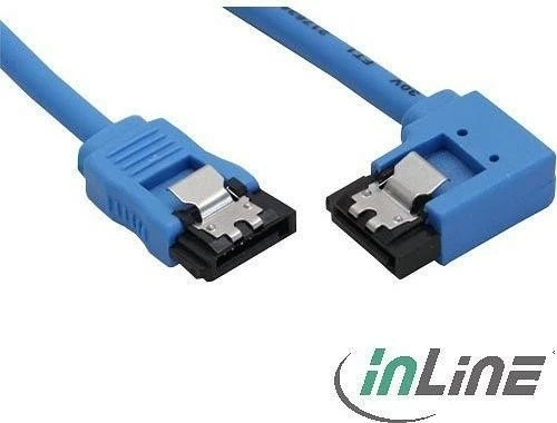 InLine SATA-Kabel blau, gerade/rechts gewinkelt 0.5m