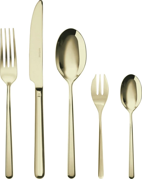 Sambonet Linear Edelstahl PVD Monoblock Besteck-Set champagner, 30-tlg.