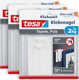 tesa Powerstrips Klebenagel Tapete/Putz weiß, 3 Stück