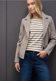 Street One Gestreiftes U-Boot Shirt langarm bark brown (Damen)